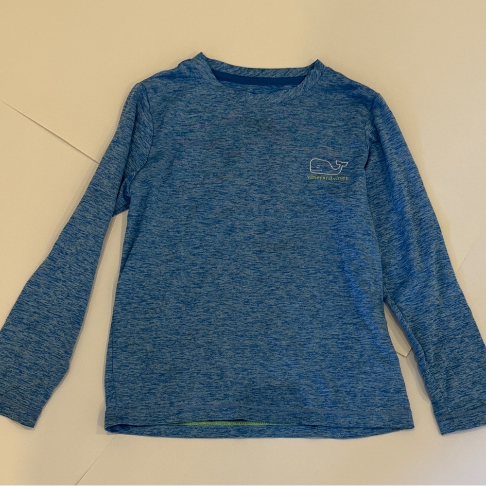 Vineyard Vines Boys Heathered Blue Long Sleeve Shirt - 6